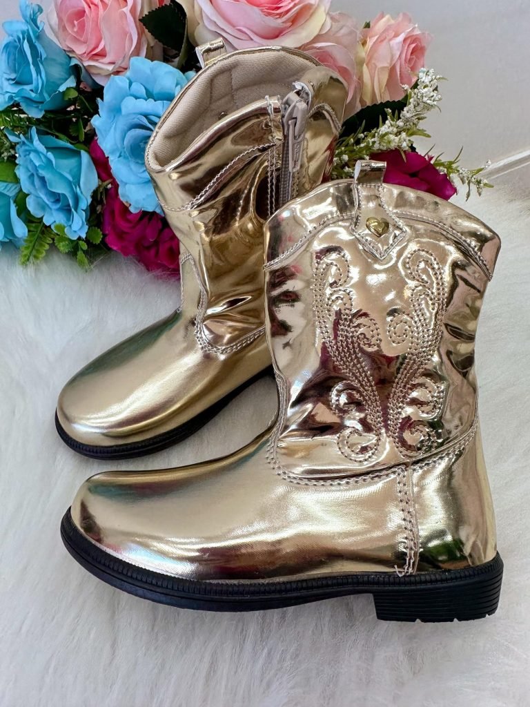 Bota – Coturno Doce Pe Boiadeira Texana Dourada Metalizada