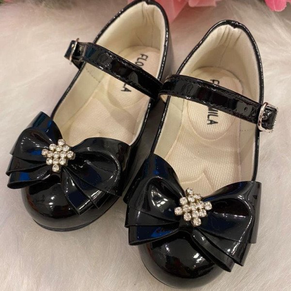 Sapatilha Flor Di Mila Preto Isis Strass