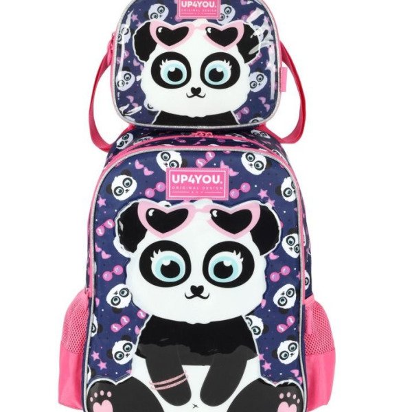Kit Mochila Rodinhas + Lancheira Pandinha