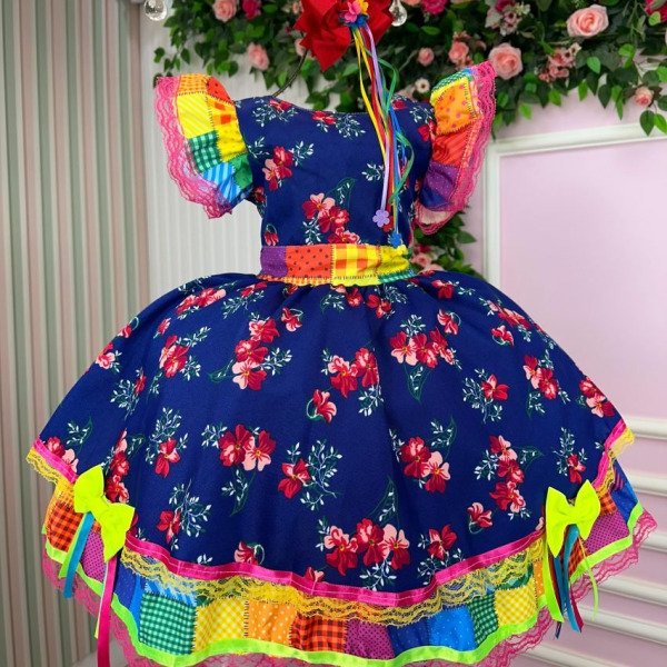 Vestido Junino Banana Club Luxo Forro Kids