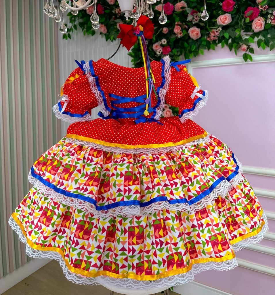 Vestido Bella Child Junino Forró Junino Vermelho
