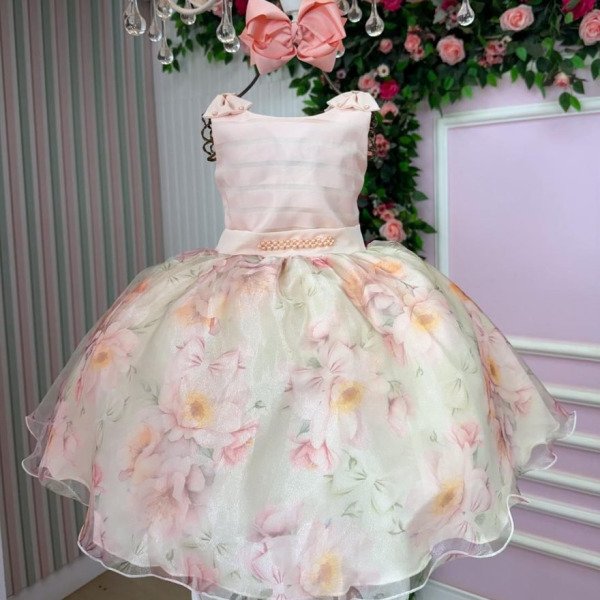 Vestido Mini Miss Luara Florido Pessego