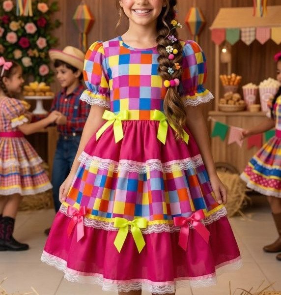 Vestido Junino Mimadine Luxo Amora